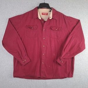 Wrangler Mens Western Long Sleeve Button Up Shirt Size 2XL Red